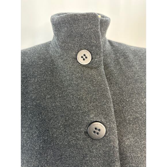 Calvin Klein Stand collar wool pea coat Charcoal color size 10 - Picture 4 of 14